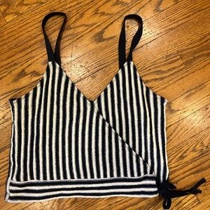 Madewell navy and white striped cropped tank
